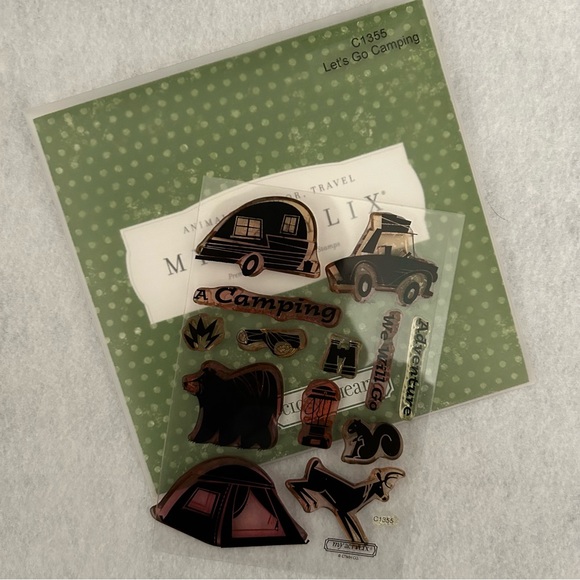 CTMH • “Let’s Go Camping” Clear Acrylic Rubber Stamp Set - Picture 1 of 4